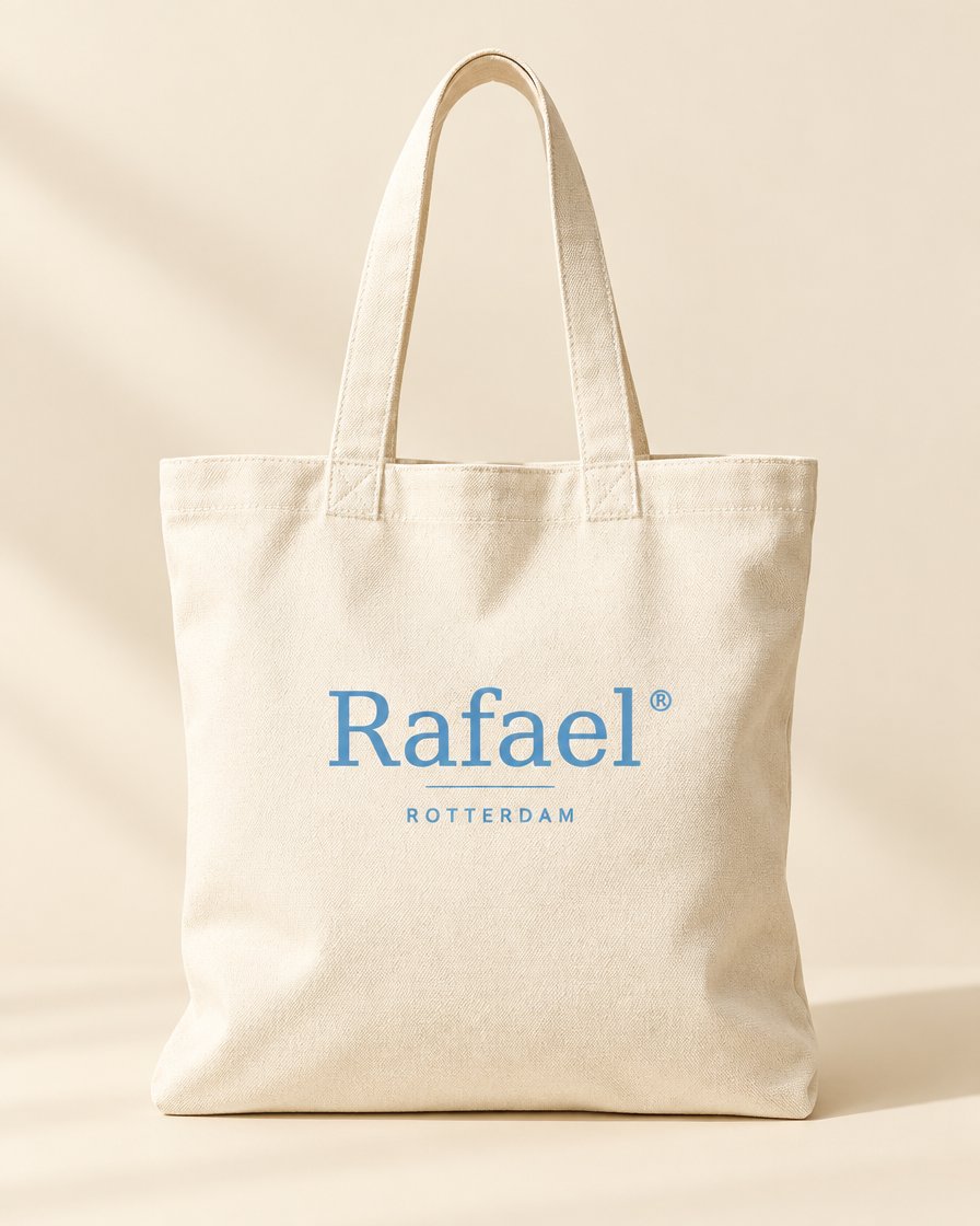 Crème canvas tas met Rafael-logo